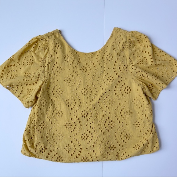 Women's Banana Republic Mustard Eyelet Top - Picture 2 of 6